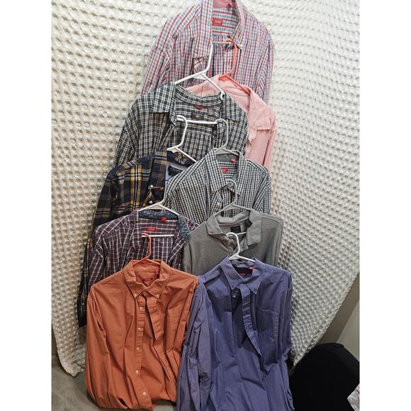 Bundle of 9 men's button ups (1 gray polo) size XL mostly IZOD - Picture 1 of 8